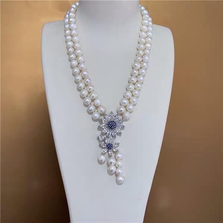 Natural Pearl Necklace 925 Silver Pendant (1 of 4)