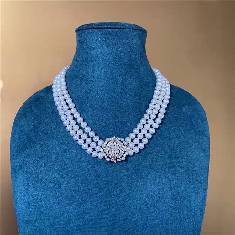 Natural Pearl Necklace 925 Silver Pendant (1 of 4)