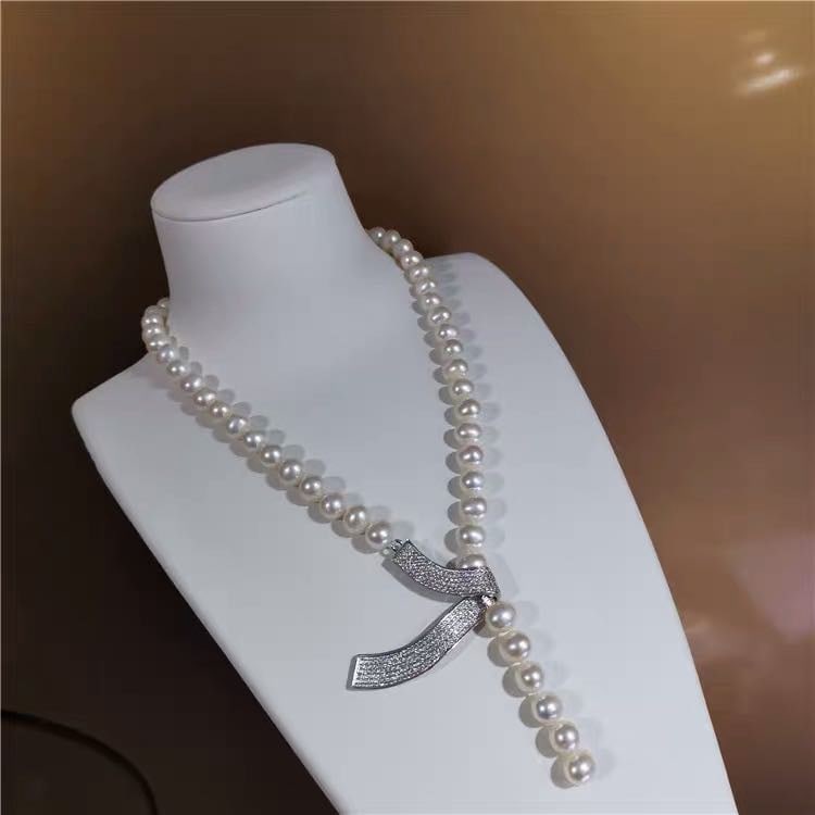 Natural Pearl Necklace 925 Silver Pendant (1 of 4)