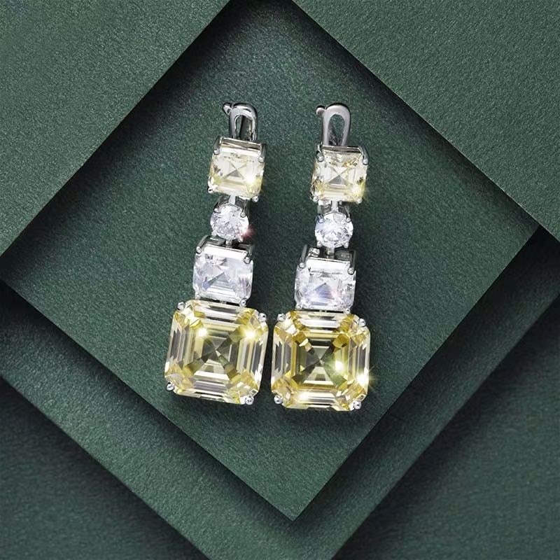 925 Silver Yellow Gem Earrings: 925 Silver Yellow Gem Earrings ****** Metal: 925 Silver / Main Stone: Yellow Gem / Color: Yellow / Earring Size: 11*40mm