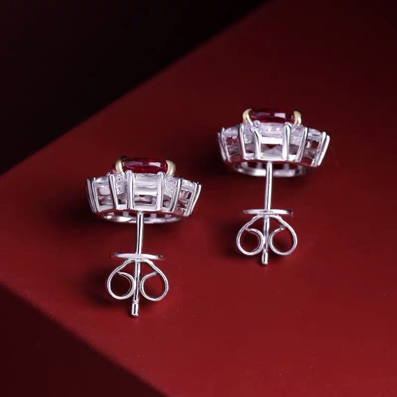 925 Silver Ruby Earrings - 4