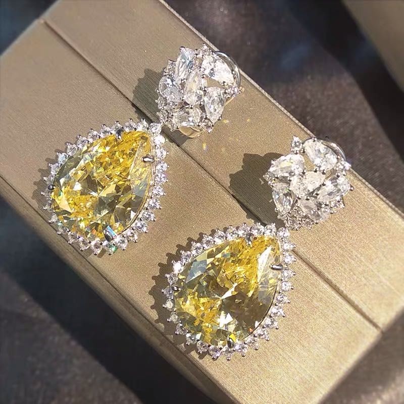 925 Silver Yellow Gem Earrings (1 of 4)