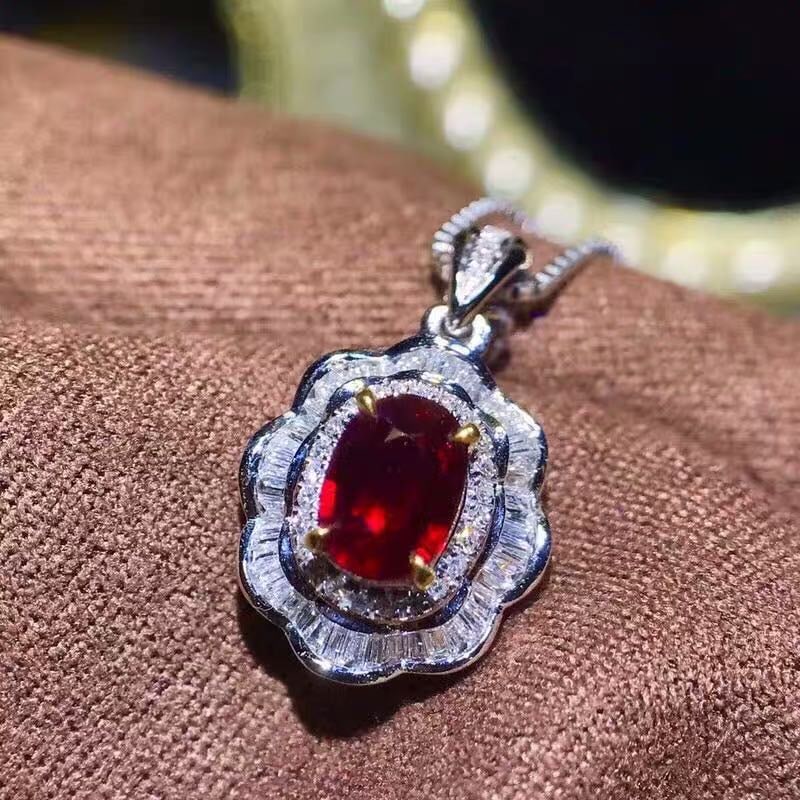 925 Silver Ruby Pendant and Ring Two-Piece Set - 3