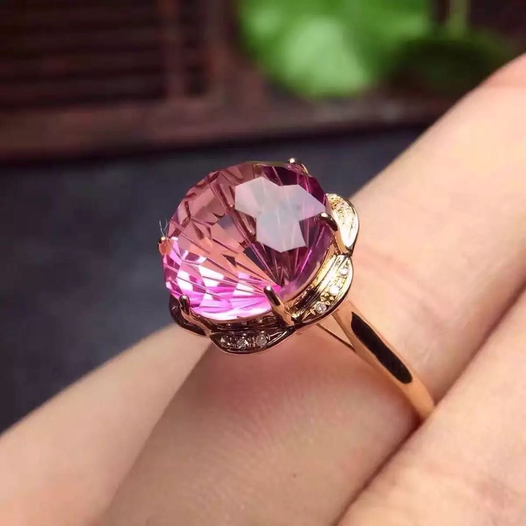 925 Silver Pink Gem Ring - 2
