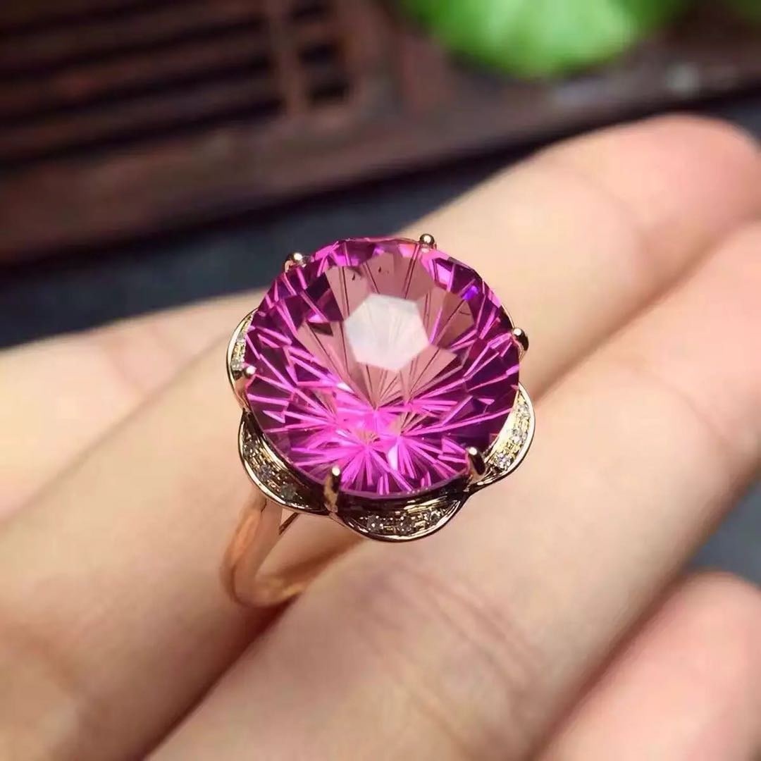 925 Silver Pink Gem Ring - 4