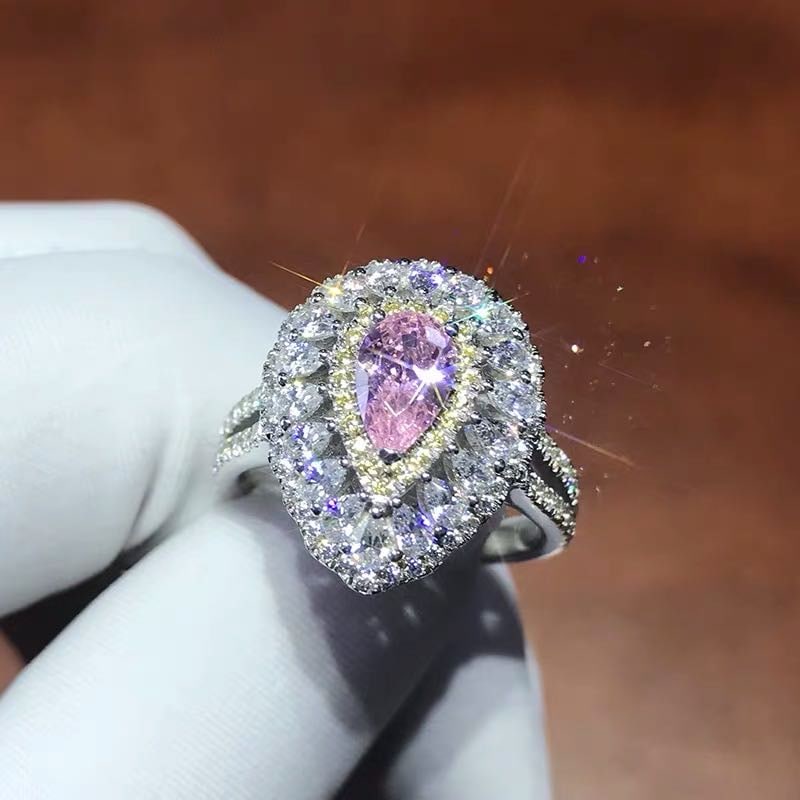 925 Silver Pink Gem Ring - 2