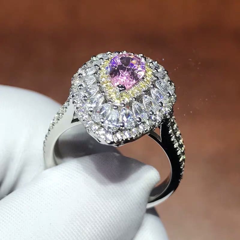 925 Silver Pink Gem Ring - 3