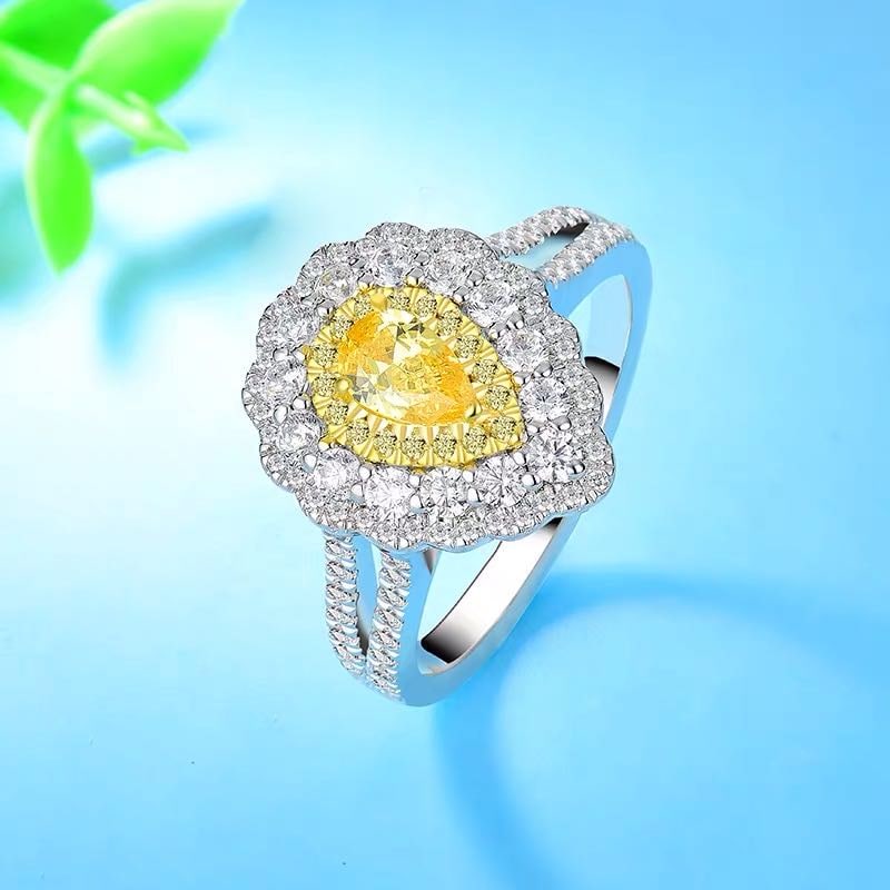 925 Silver Yellow Gem Ring - 2
