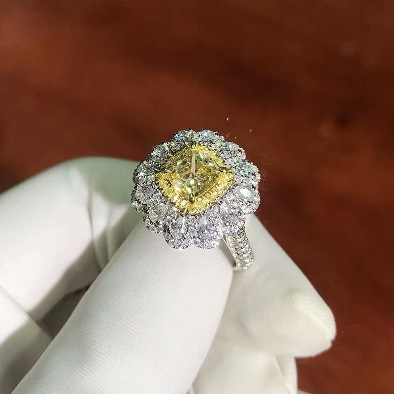 925 Silver Yellow Gem Ring - 2