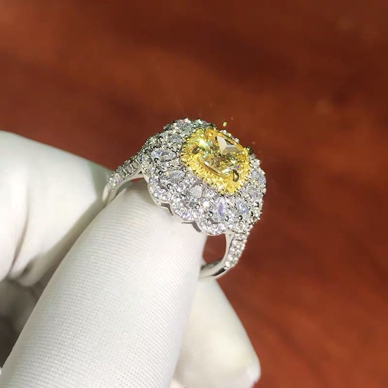 925 Silver Yellow Gem Ring - 3