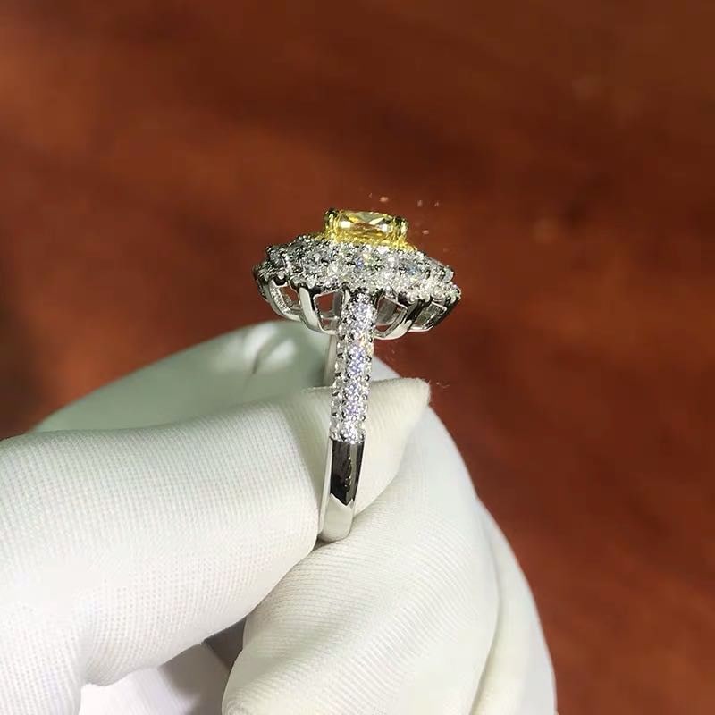 925 Silver Yellow Gem Ring - 5