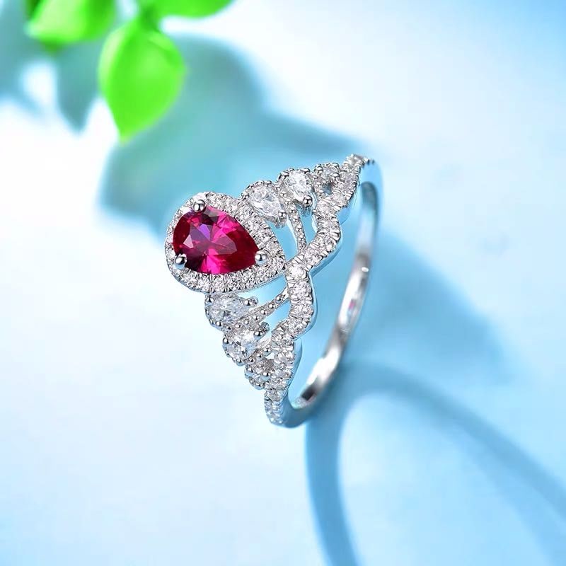 925 Silver Ruby Crown Ring - 2