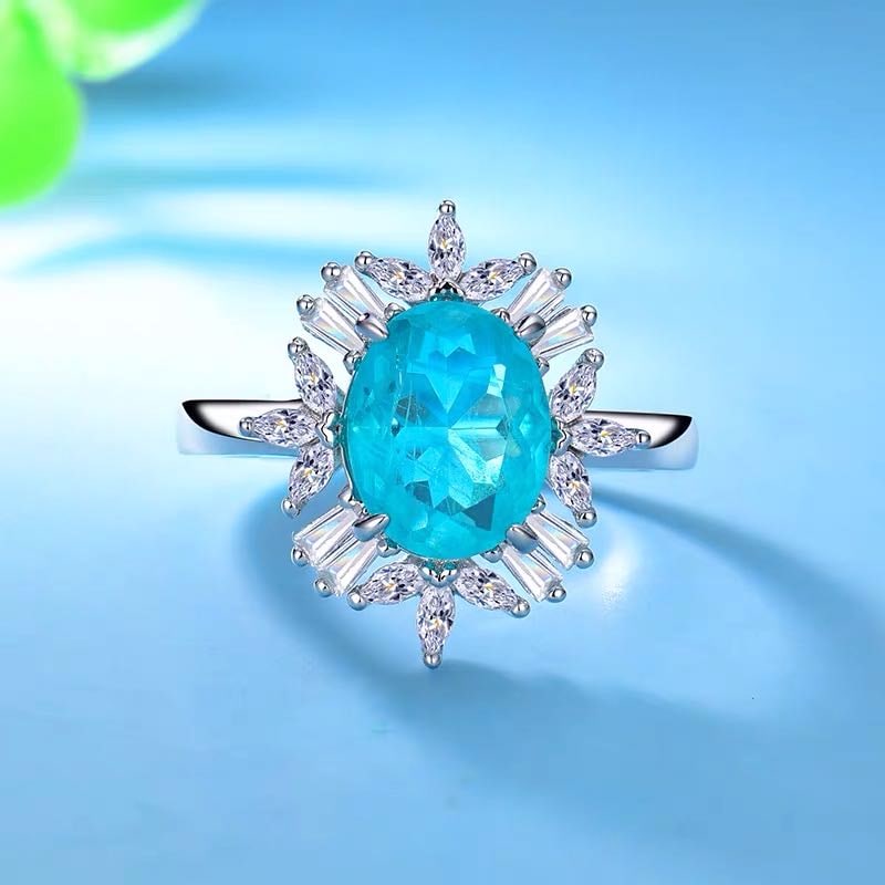 925 Silver 3ct Paraiba Ring: 925 Silver 3ct Paraiba Ring ****** Metal: 925 Silver / Main Stone: Paraiba / Color: Blue / Carat Weight: 3