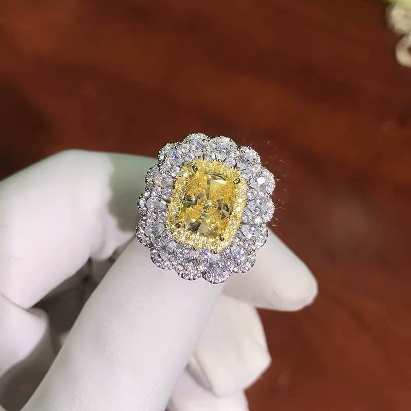 925 Silver Yellow Gem Ring - 2