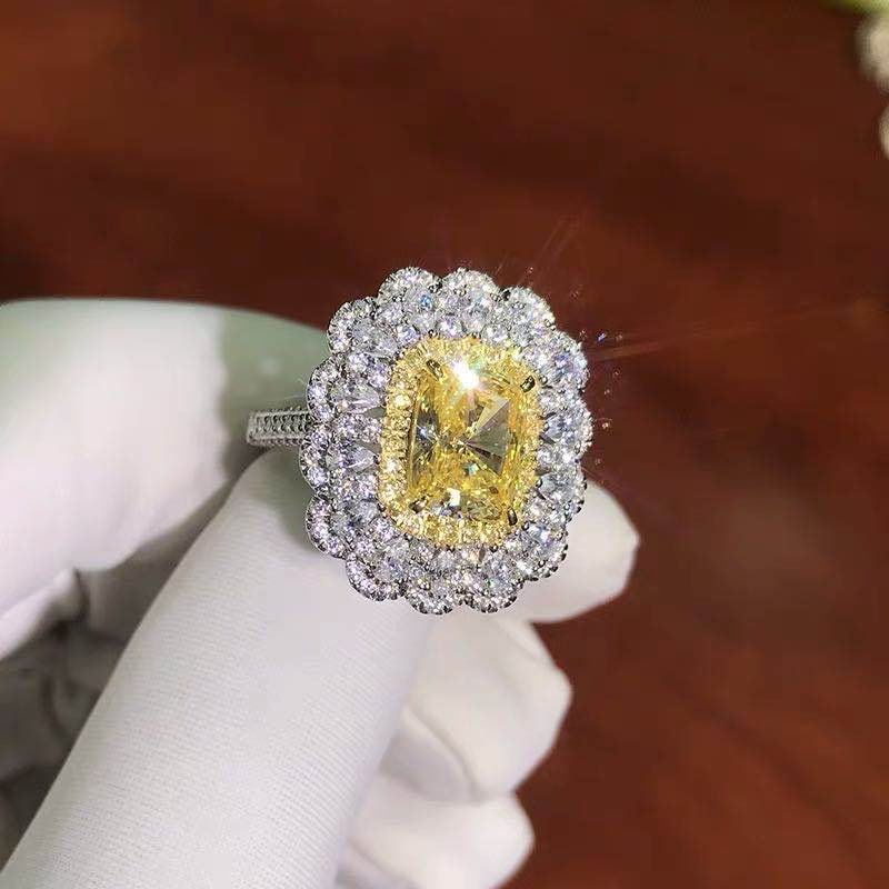925 Silver Yellow Gem Ring - 3