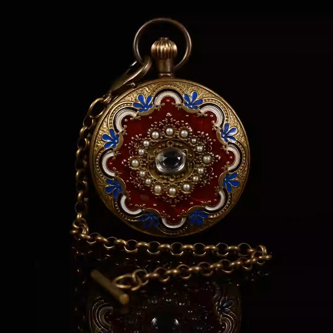 Flip-cover pure copper mechanical pocket watch (1 of 5)