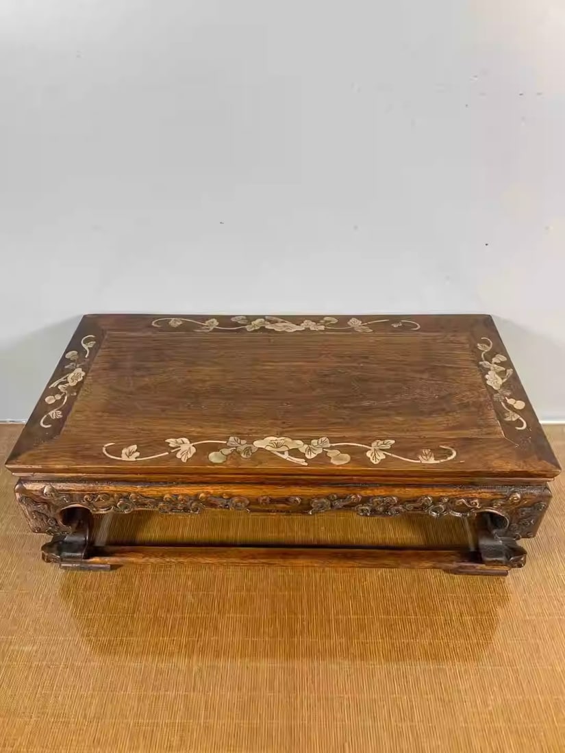 Rosewood tea table inlaid with mother-of-pearl (1 of 5)
