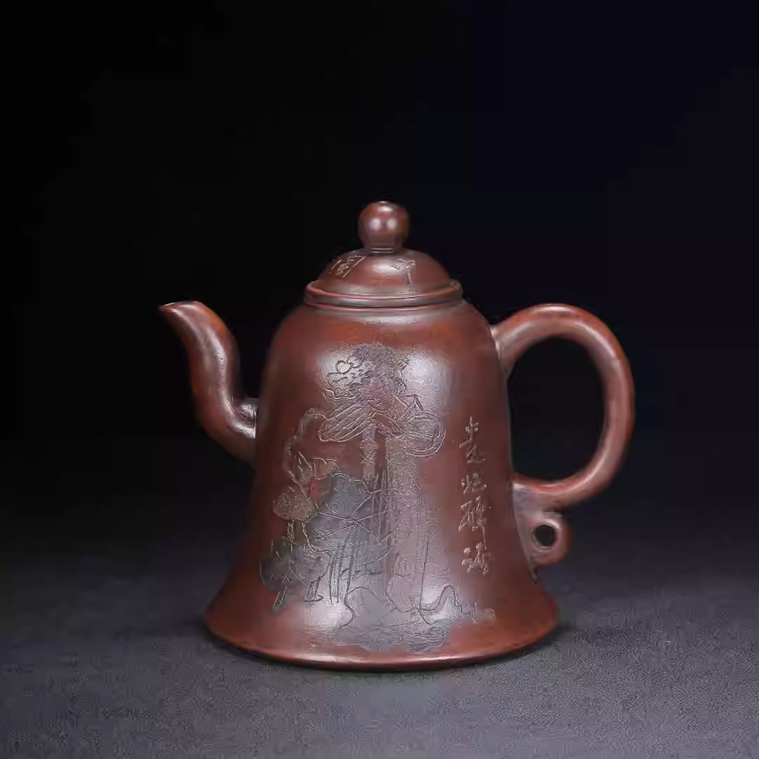 Yixing "Imperial Concubine Drunk on Wine" Zisha Teapot: Base mark: Jiang RongDimensions: 14/13 cmCapacity: 400 ccZisha clay type: Original ore bottom trough clay