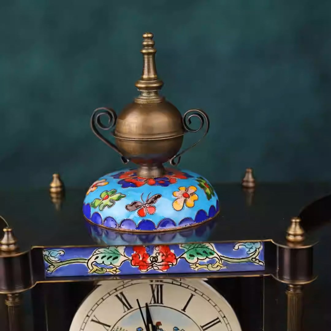Cloisonné mechanical clock - 5