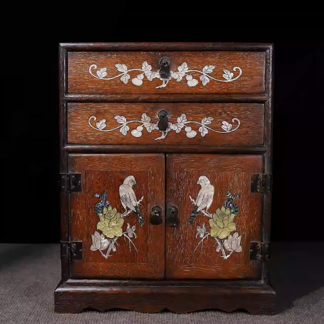 Rosewood jewelry cabinet inlaid with mother-of-pearl (1 of 5)