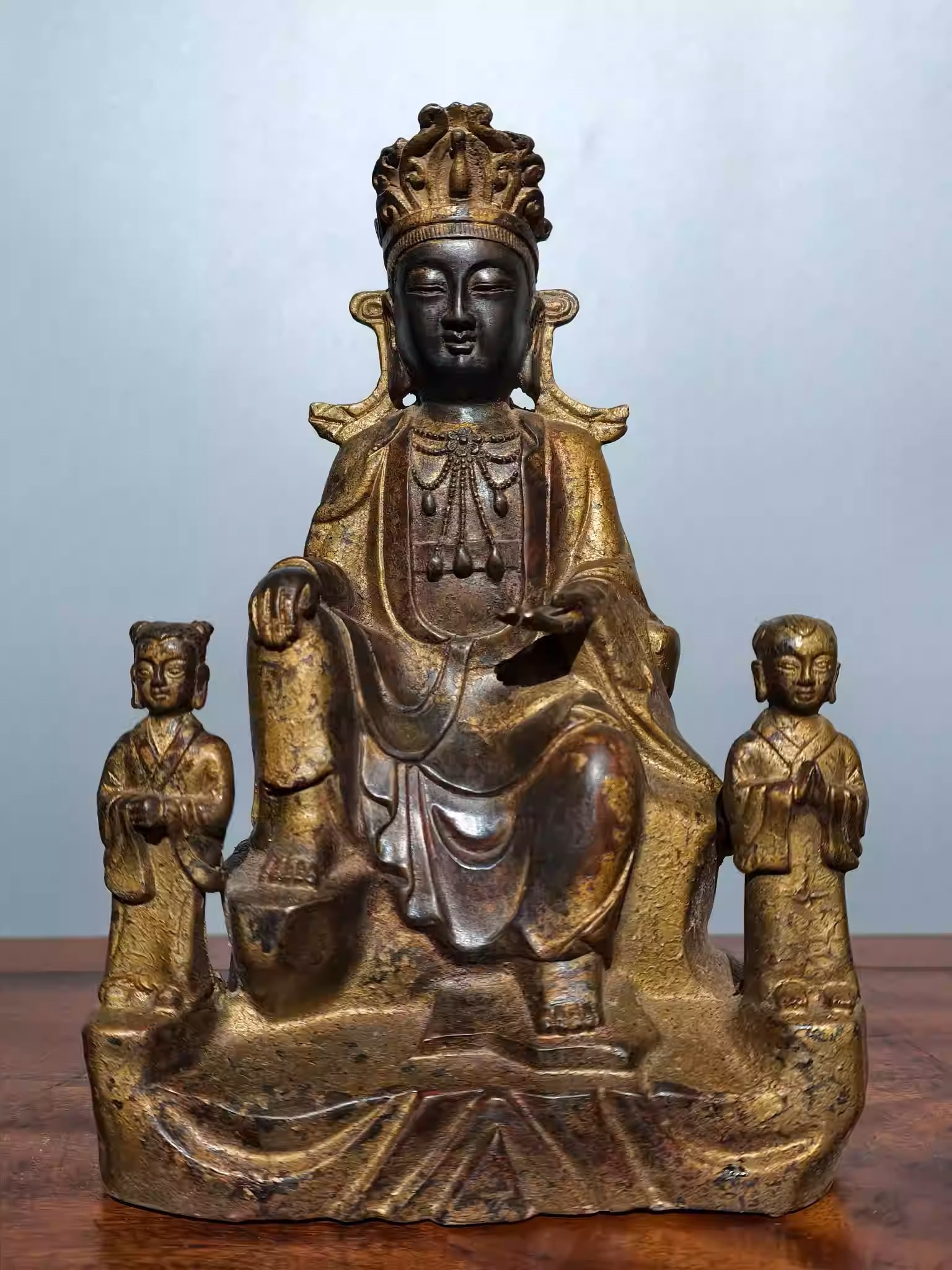 Pure copper gilded cinnabar Buddha statue: Dimensions: Length 16cm, Width 9cm, Height 25cm Weight: 1517g