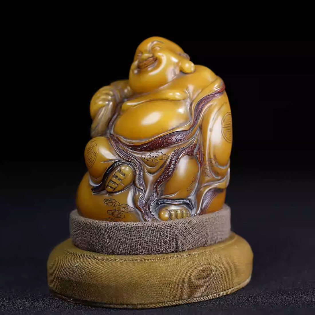 Shoushan stone carving of Maitreya Buddha figurine (1 of 5)