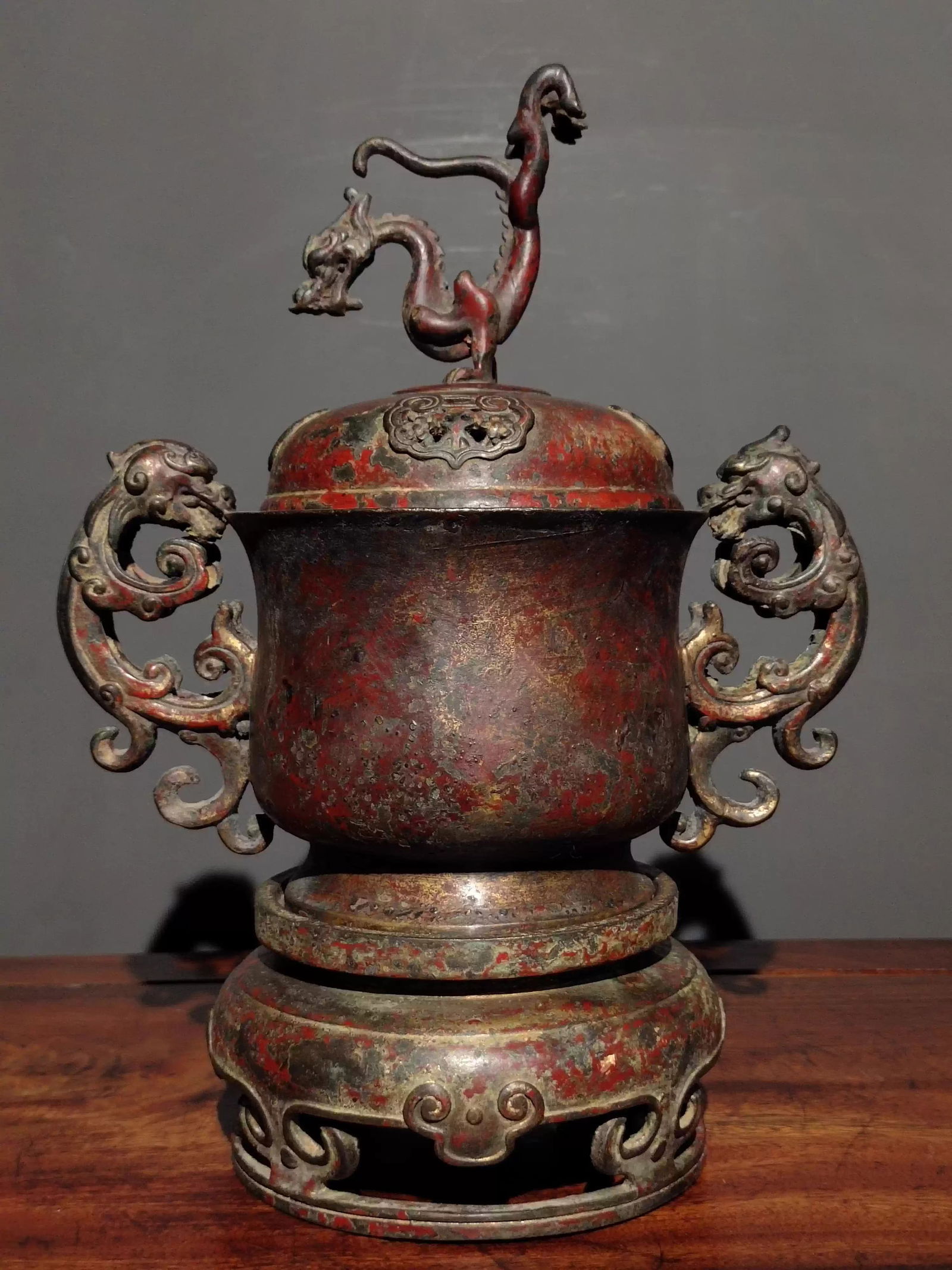 Pure copper gilded dragon incense burner ornament: Dimensions: Length 21cm, Width 13cm, Height 38cm, Weight: 2405g