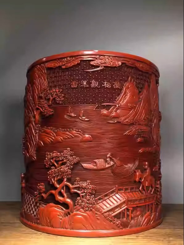 Lacquer Pen Holder Ornament: Dimensions: Diameter 26.5cm, Height 26.5cm