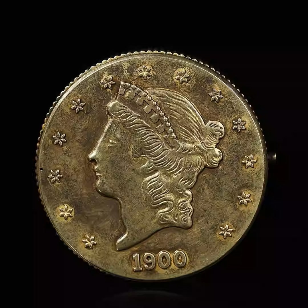 Statue of Liberty pure copper mechanical pocket watch: Diameter 6 cm, thickness 1.5 cm, weight 179 grams.