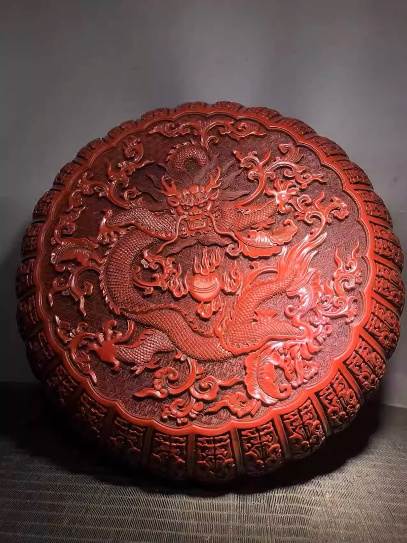 Carved red lacquer box ornament (1 of 5)