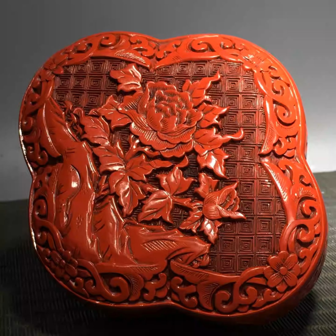 Carved red lacquer box ornament (1 of 5)