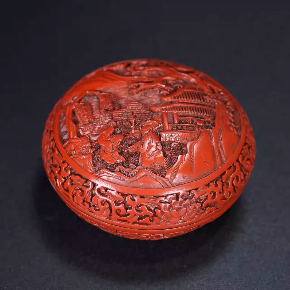 Carved red lacquer box ornament (1 of 5)