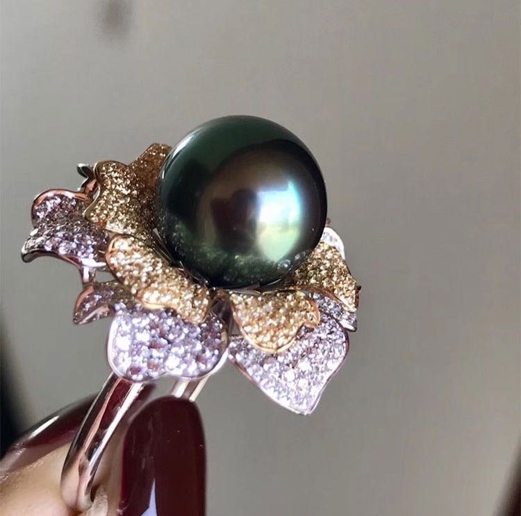Tahitian Black Pearl 925 Silver Ring (1 of 3)