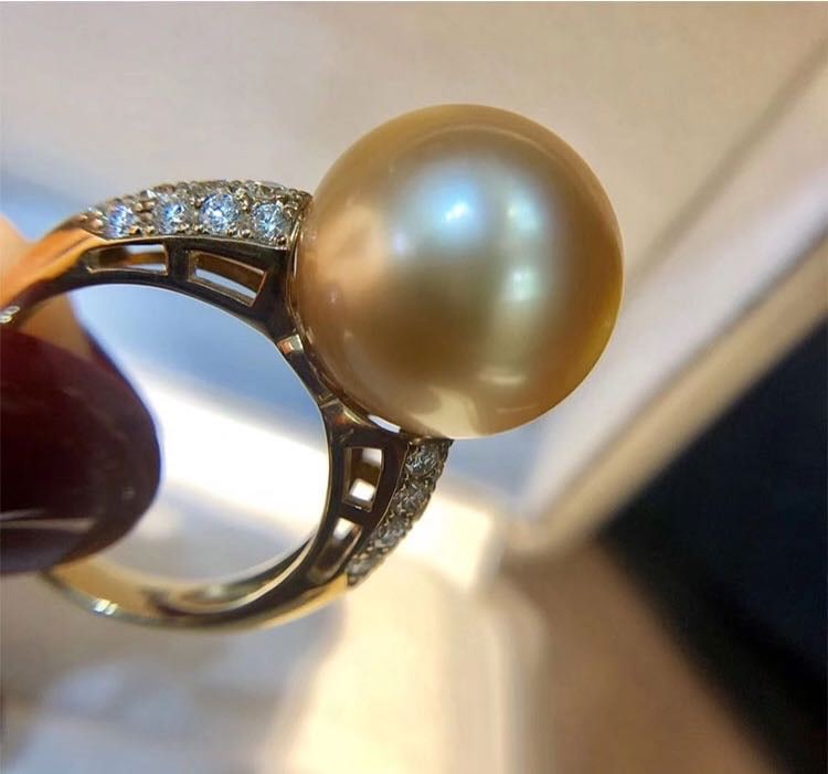 South Sea Golden Pearl 925 Silver Ring (1 of 3)