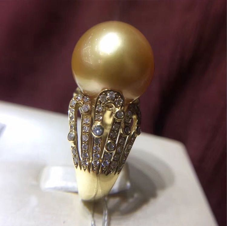 South Sea Golden Pearl 925 Silver Ring (1 of 3)