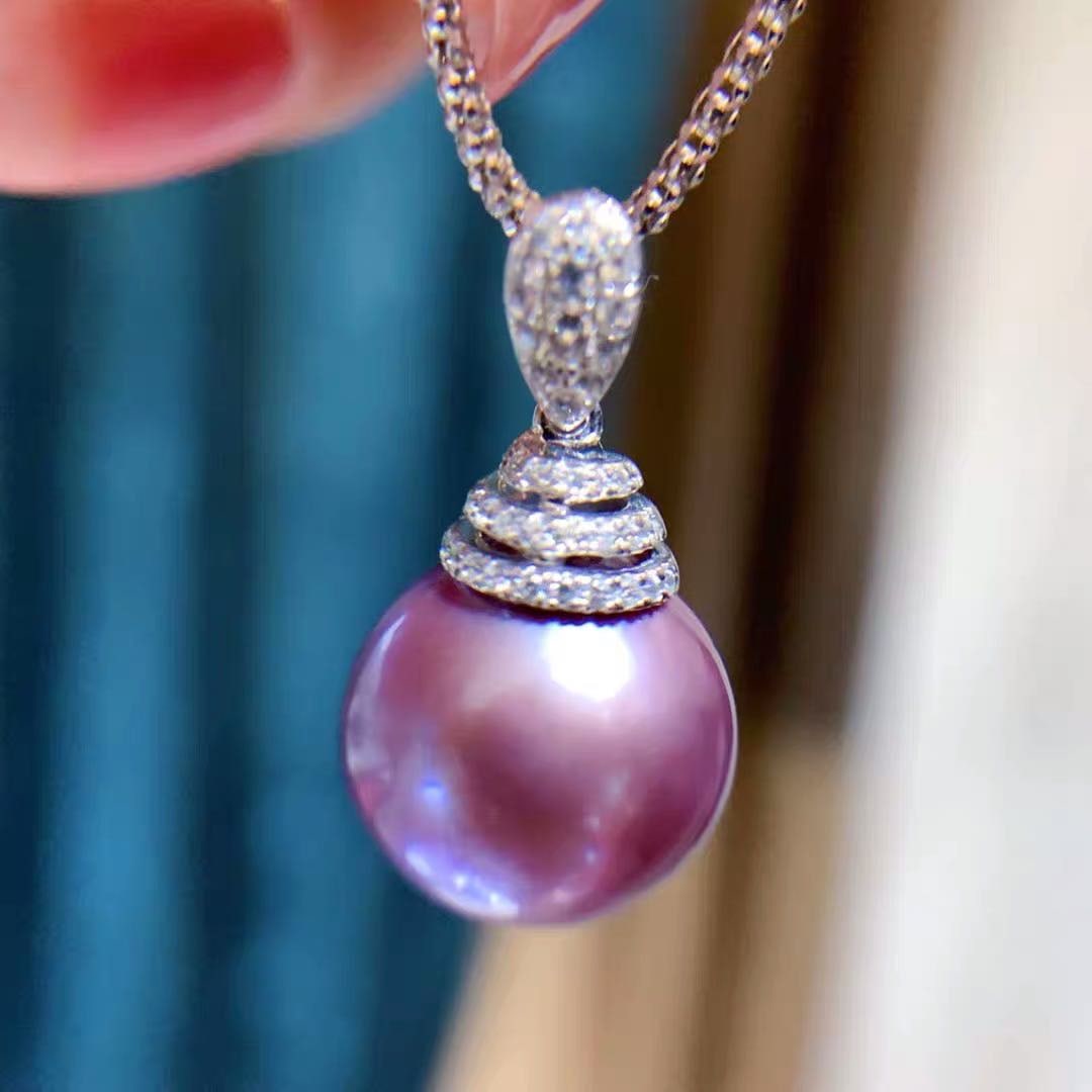 Natural Purple Pearl 925 Silver Pendant (1 of 3)