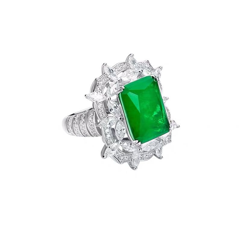 925 Silver Emerald Ring - 4