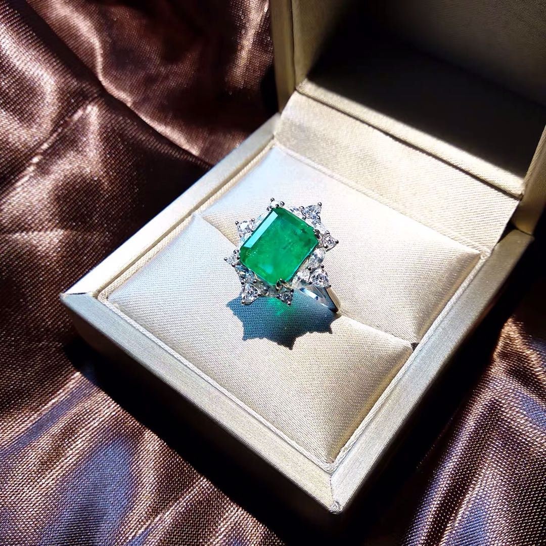 925 Silver Emerald Ring - 6