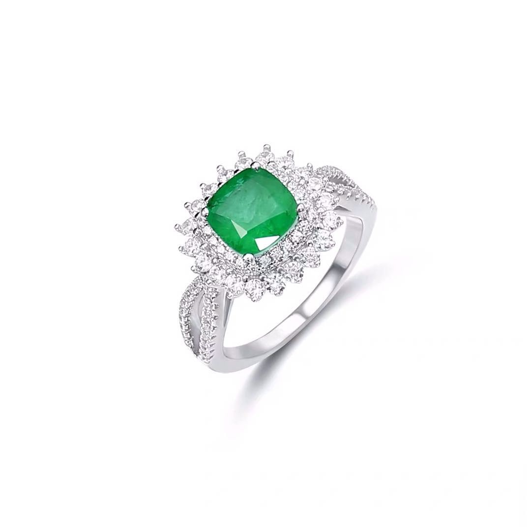 925 Silver Emerald Ring - 5