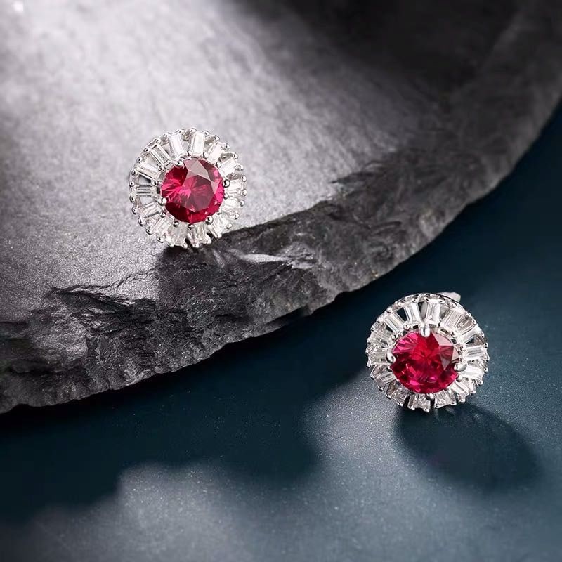925 Silver Ruby Earrings - 2