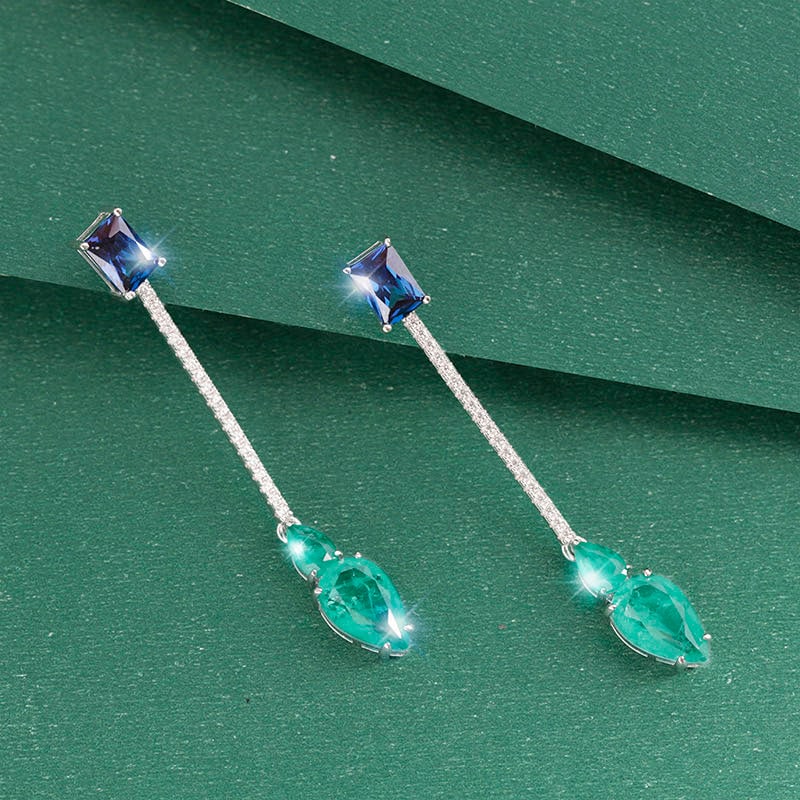 925 Silver Paraiba Earrings: 925 Silver Paraiba Earrings ****** Metal: 925 Silver / Main Stone: Paraiba / Color: Blue / Earrings Size: 5*52mm