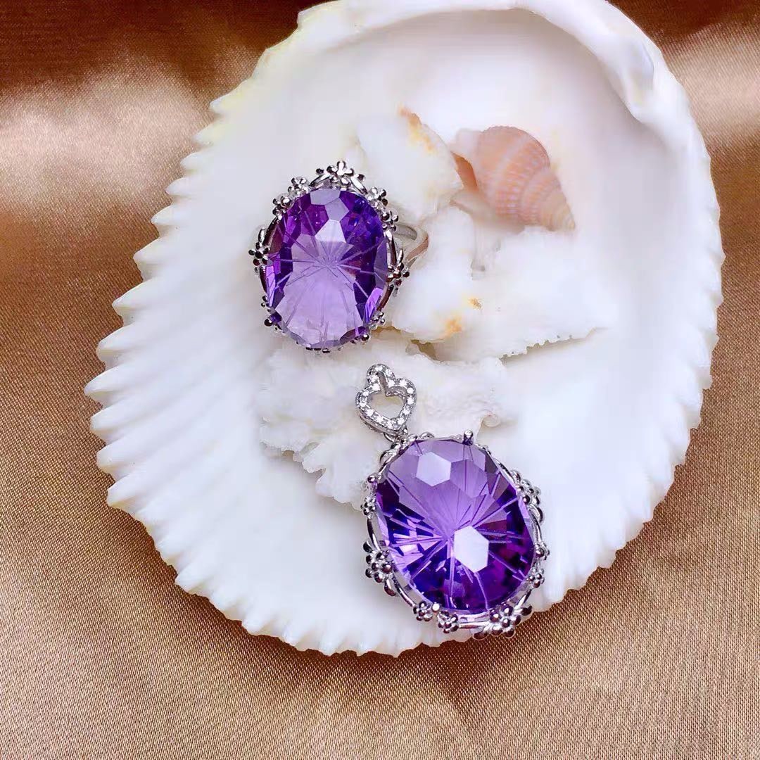 925 Silver Crystal Pendant And Ring Two-Piece Set (1 of 3)