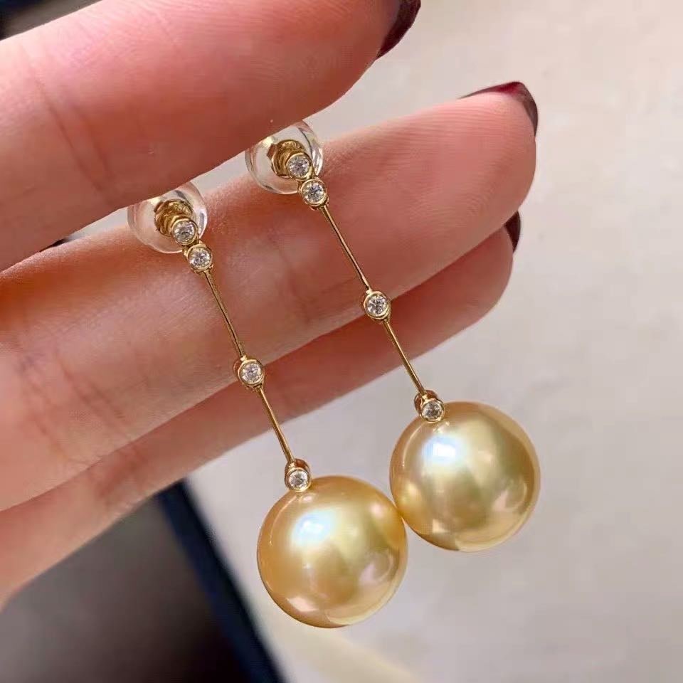 South Sea Golden Pearl 925 Silver Earrings (1 of 3)