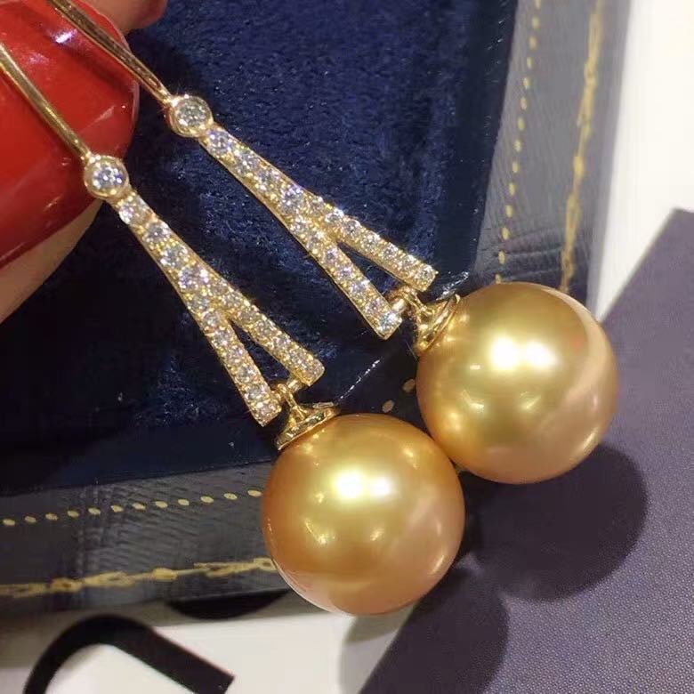 South Sea Golden Pearl 925 Silver Earrings (1 of 3)