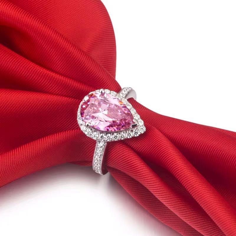 925 Silver 3ct Pink Gem Ring - 2