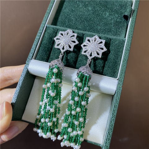 Natural Pearl Jade 925 Silver Earrings (1 of 3)