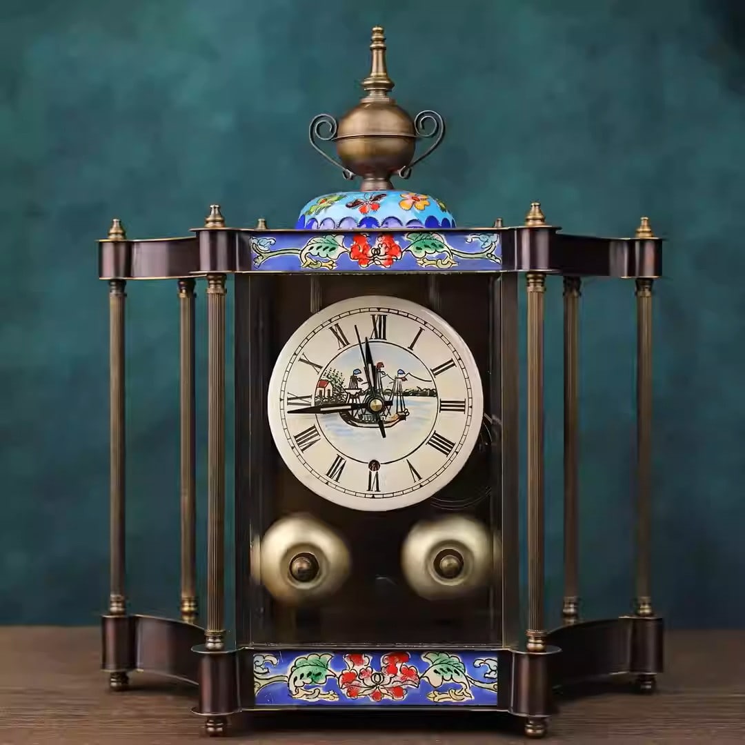 Cloisonné mechanical clock (1 of 5)