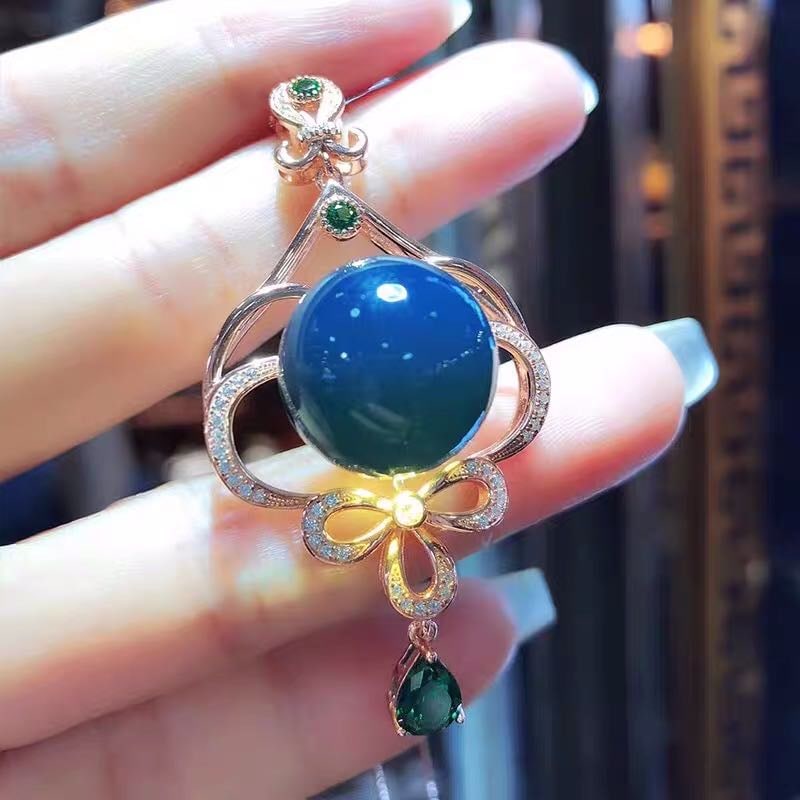 Dominican Blue Amber 925 Silver Pendant (1 of 5)