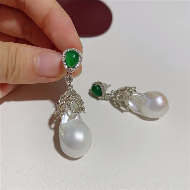 Natural Baroque Irregular Pearl 925 Silver Earrings (1 of 5)