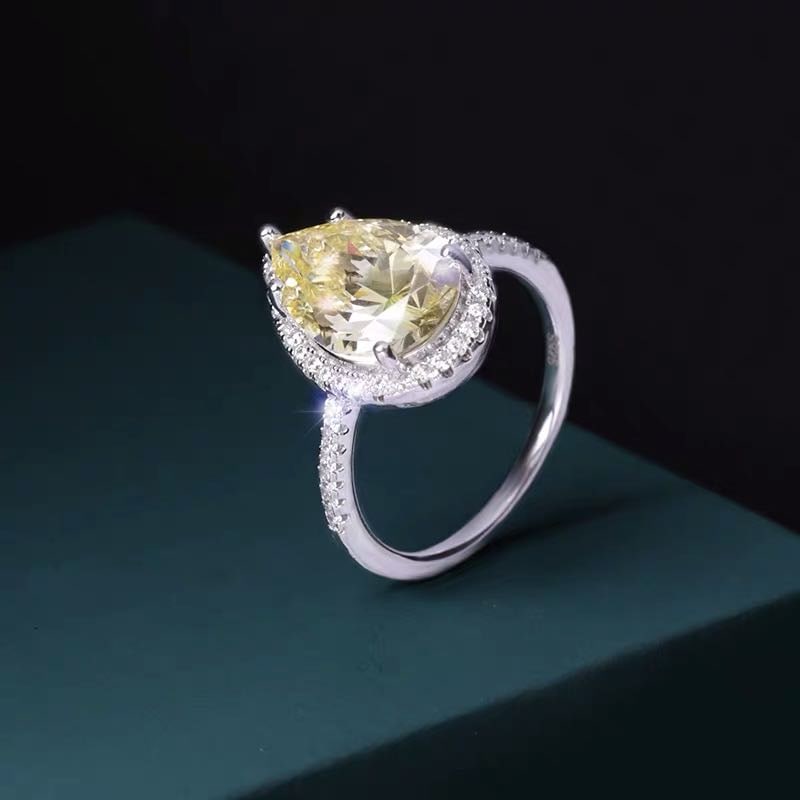 925 Silver Yellow Gem Ring - 2